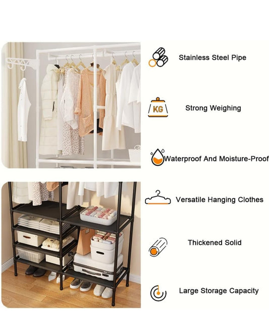 Armadio Aperto in Metallo con Ripiani – Guardaroba Salvaspazio per Camera da Letto, Ingresso o Spogliatoio - Milleidee