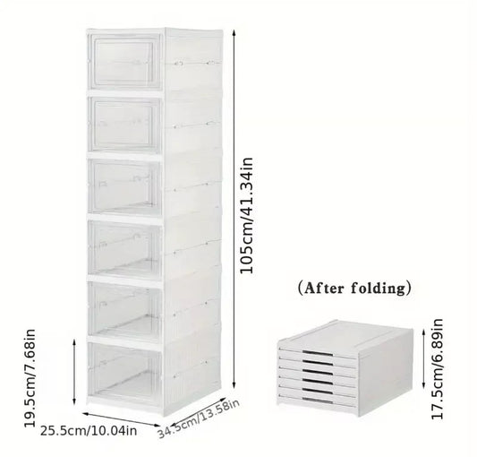 Scarpiera Salvaspazio Componibile Con 6 Ripiani Pieghevoli in Plastica Con Porte - Milleidee