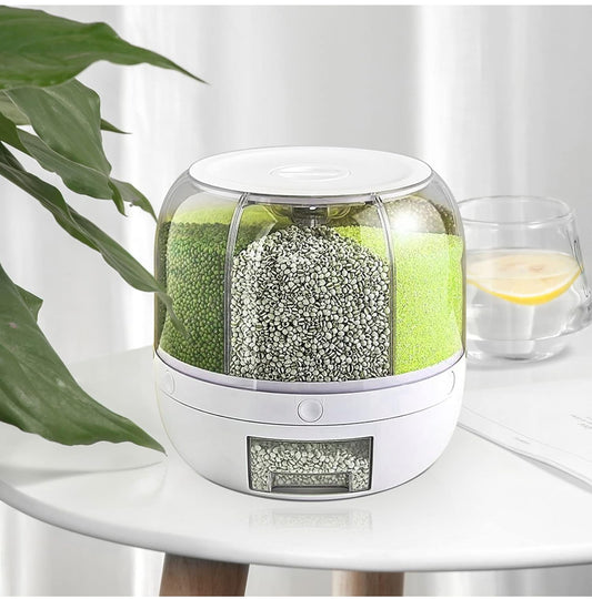 Dispenser Rotante per Cereali e Legumi - 6 Scomparti Ermetici