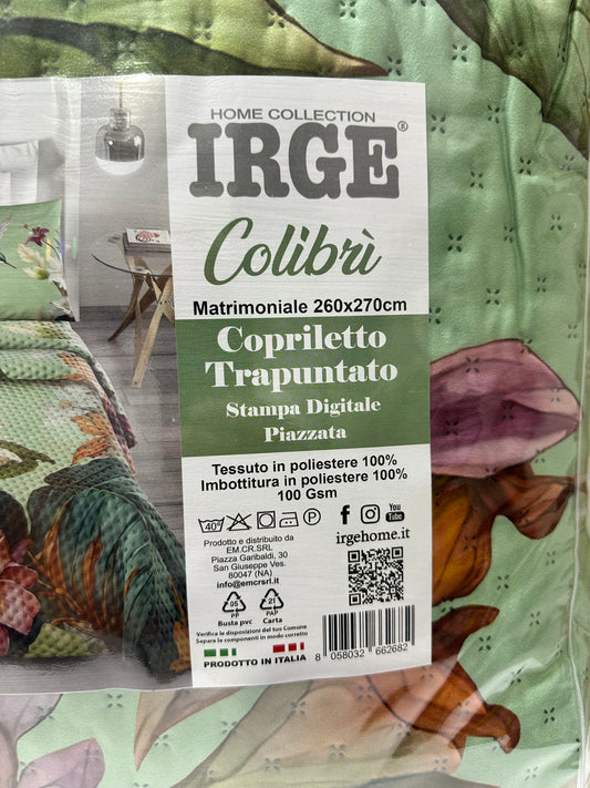 Copriletto Trapuntato Matrimoniale IRGE “Colibrì” - 260x270 cm