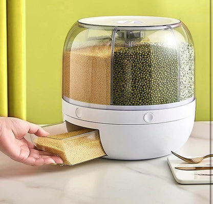 Dispenser Rotante per Cereali e Legumi - 6 Scomparti Ermetici