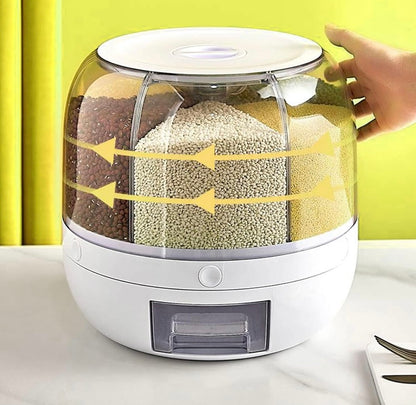 Dispenser Rotante per Cereali e Legumi - 6 Scomparti Ermetici
