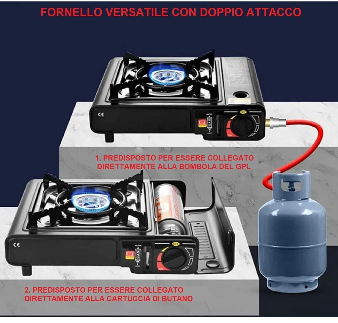 🔥 Fornello a Gas Portatile Doppia Connessione
