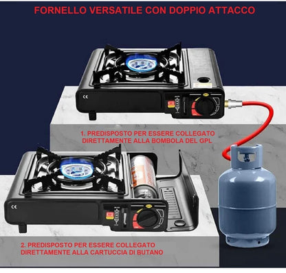 🔥 Fornello a Gas Portatile Doppia Connessione