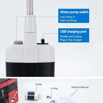 Doccia Portatile Ricaricabile 5V – Ideale per Campeggio, Spiaggia, Animali e Outdoor