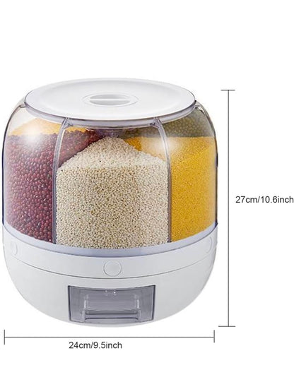 Dispenser Rotante per Cereali e Legumi - 6 Scomparti Ermetici
