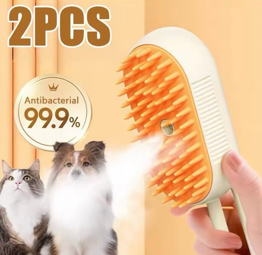 Set 2 pezzi Spazzola Spray Massaggiante per Animali Domestici – Cura e Pulizia in un Solo Gesto! - Milleidee
